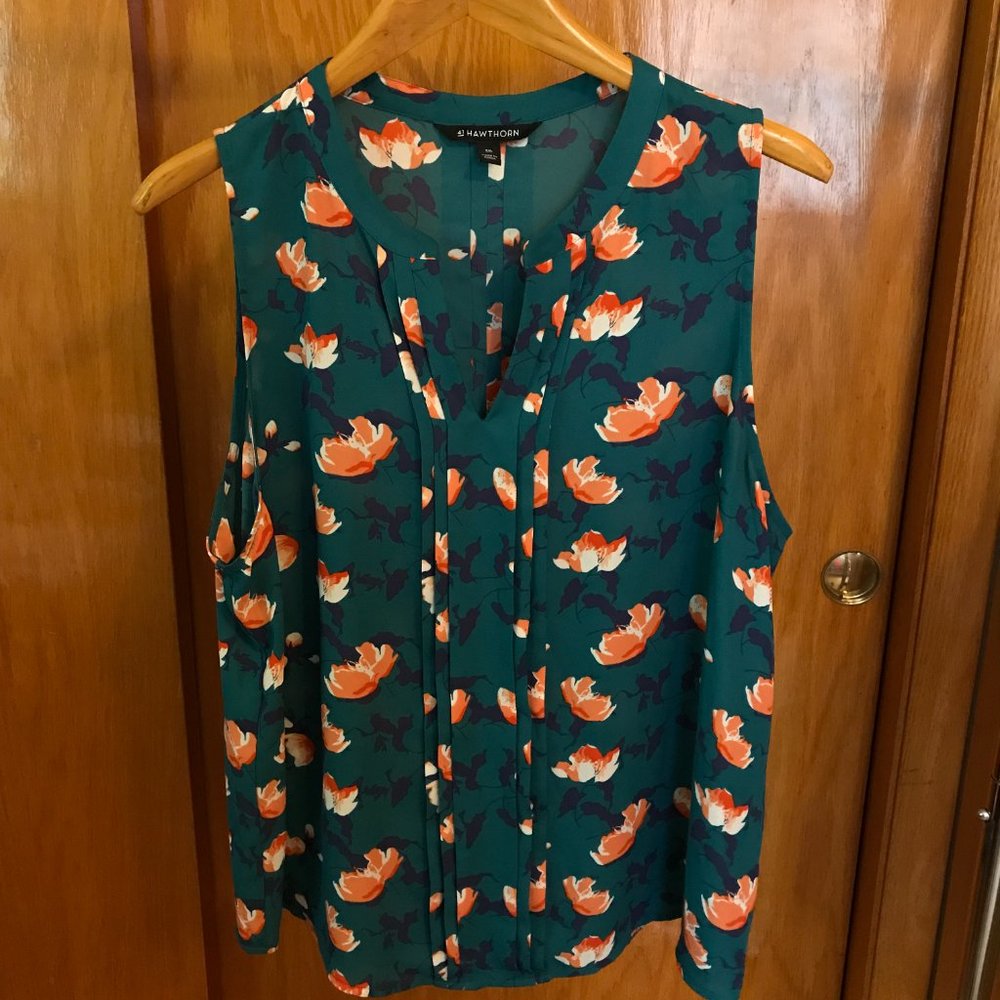 41 Hawthorne Breyson Pleat Detail Split Neck Blouse XXL